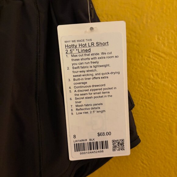 Lululemon Hotty Hot LR Short 2.5” Lined - Black - Size 8 - NWT (LW7ARKR) - Picture 3 of 4